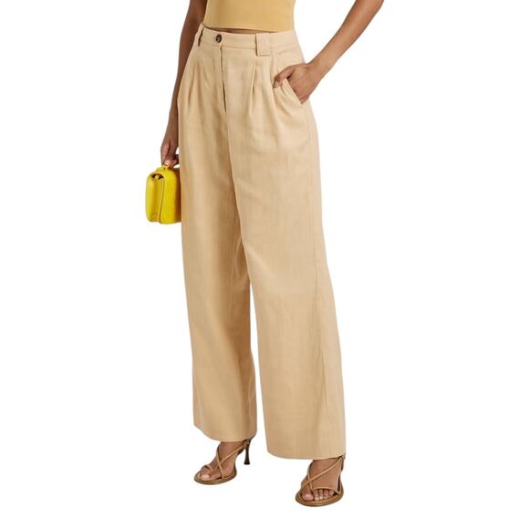 A.L.C. Tommy linen blend wide leg pants tan size 10 - Picture 1 of 8